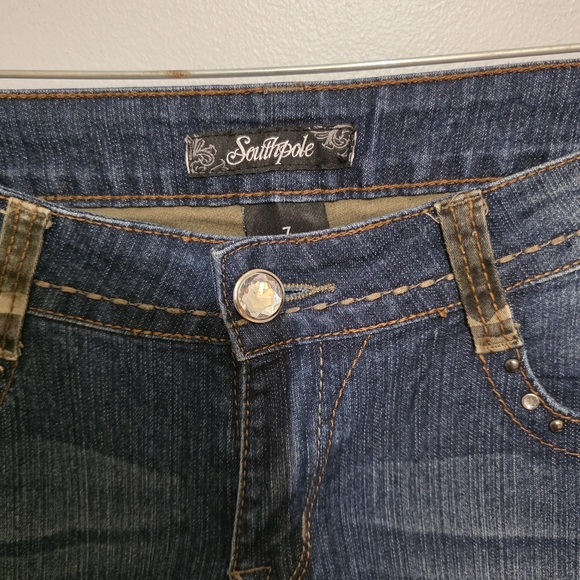 South Pole Y2K Dark Blue Skinny Jeans Studded Pockets - Picture 3 of 7